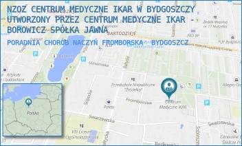 PORADNIA CHORÓB NACZYŃ FROMBORSKA - NZOZ CENTRUM MEDYCZNE IKAR W BYDGOSZCZY UTWORZONY PRZEZ CENTRUM MEDYCZNE IKAR - BOROWICZ SPÓŁKA JAWNA - FROMBORSKA 18,  BYDGOSZCZ