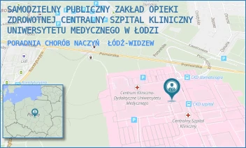 PORADNIA CHORÓB NACZYŃ - SAMODZIELNY PUBLICZNY ZAKŁAD OPIEKI ZDROWOTNEJ CENTRALNY SZPITAL KLINICZNY UNIWERSYTETU MEDYCZNEGO W ŁODZI - UL. POMORSKA 251,  ŁÓDŹ-WIDZEW