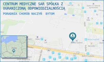 PORADNIA CHORÓB NACZYŃ - CENTRUM MEDYCZNE SAR SPÓŁKA Z OGRANICZONĄ ODPOWIEDZIALNOŚCIĄ - UL. ŁUŻYCKA 7,  BYTOM