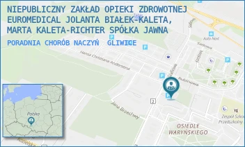 PORADNIA CHORÓB NACZYŃ - NIEPUBLICZNY ZAKŁAD OPIEKI ZDROWOTNEJ EUROMEDICAL JOLANTA BIAŁEK-KALETA, MARTA KALETA-RICHTER SPÓŁKA JAWNA - UL. SZAFIROWA 18,  GLIWICE