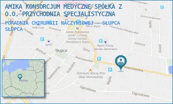 PORADNIA CHIRURGII NACZYNIOWEJ - SŁUPCA - AMIKA KONSORCJUM MEDYCZNE SPÓŁKA Z O.O. PRZYCHODNIA SPECJALISTYCZNA - WARSZAWSKA 16,  SŁUPCA